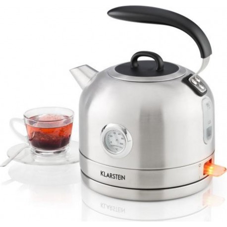 Klarstein carlina bouilloire sans fil au design rétro - théière 1,7l - 1850-2200 w - inox brossé