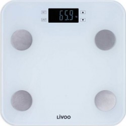 Livoo dom427w - pese-personne impedancemetre - 13 memoires utilisateurs - 180 kg - plateau en verre trempe affichage lcd - blanc