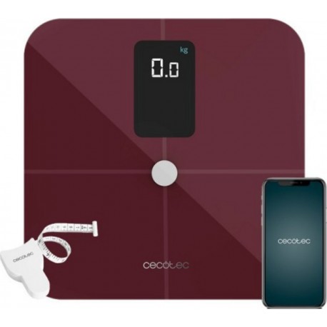 Cecotec Pèse-personne cecotec 10400 fullhealthy vision garnet rouge, bio-impédance, jusqu'à 15 paramètres