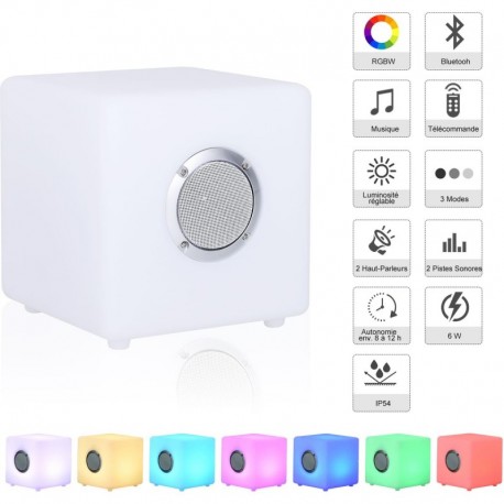 Homcom Enceinte Bluetooth portable lumineuse multicolore haut-parleur bluetooth sans fil LED 6 W télécommande incluse