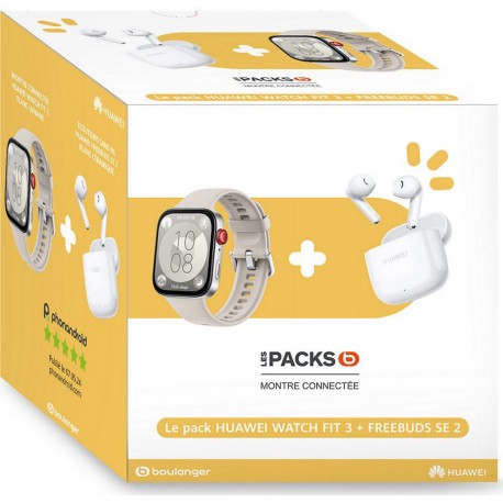 Huawei Montre connectée Pack Watch Fit 3 Crème + buds SE 2Blanc