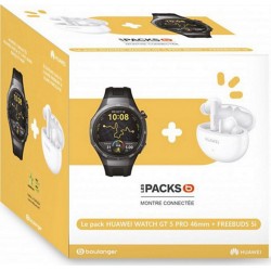 Huawei Montre connectée Pack Watch GT5Pro 46mm Noir +Buds Blancs