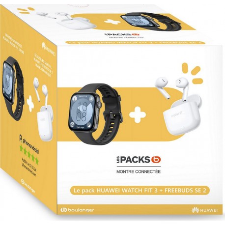 Huawei Montre connectée Pack Watch Fit 3 Noir + buds SE 2 Noir