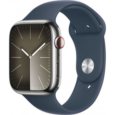 Apple Montre connectée WATCH Serie 9 Cellular 45mm Acier/Argent Bleu Orage M/L