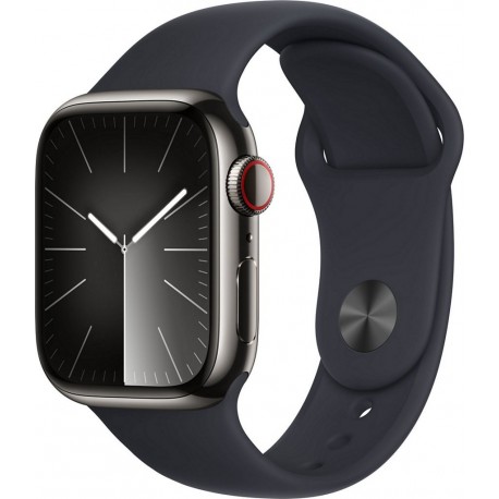 Apple Montre connectée WATCH Serie 9 Cellular 41mm Acier/Graphite Minuit M/L