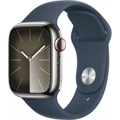 Apple Montre connectée WATCH Serie 9 Cellular 41mm Acier/Argeny Bleu Orage S/M