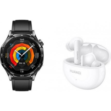 Huawei Montre connectée Pack Watch GT5 46 mm noir + Buds Blancs