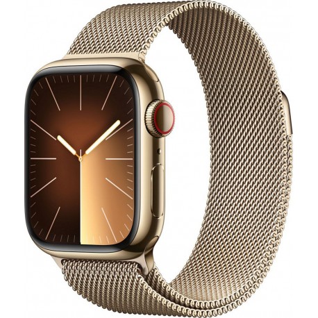 Apple Montre connectée WATCH Serie 9 Cellular 41mm Acier/Or Milanais Loop