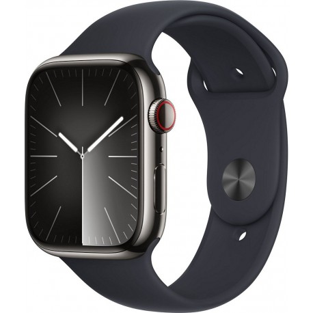 Apple Montre connectée WATCH Serie 9 Cellular 45mm Acier/Graphite Minuit S/M