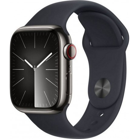 Apple Montre connectée WATCH Serie 9 Cellular 41mm Acier/Graphite Minuit S/M