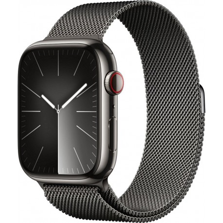 Apple Montre connectée WATCH Serie 9 Cellular 45mm Acier/Graphite Milanais Graphite Loop
