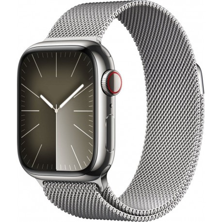 Apple Montre connectée WATCH Serie 9 Cellular41mm Acier/Argent Milanais Argent Loop
