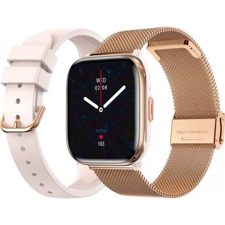 NC Montre connectée ECHO Rainbow Nano Or Rose Silicone + Milanais