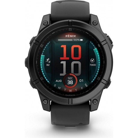 Garmin Montre sport Fenix E 47mm Gris Acier bracelet noir