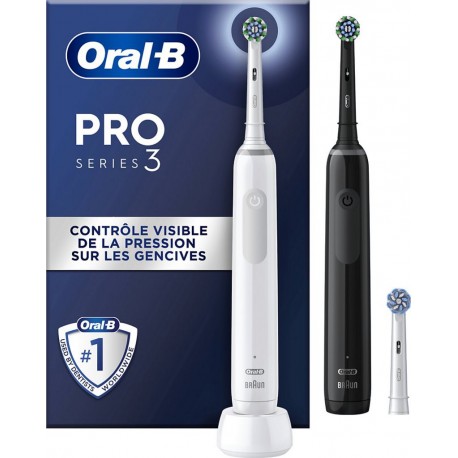 ORAL-B Brosse à dents électrique Pro 3900 DUO - Noire Et Blanche