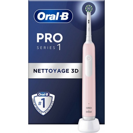 ORAL-B Brosse à dents électrique Pro 1 Rose Cross Action + 1 brossette