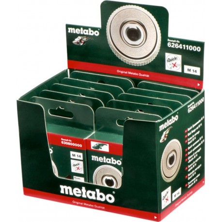 Metabo 10 écrous de serrage Quick M 14, en présentoir, pour toutes les meuleuses d'angle metabo
