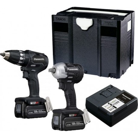 Panasonic EYC232LJ2G Kit combiné perceuse sans fil EY74A3 et clé à chocs EY75A8 18 Volt 5.0 Ah Li-ion en systainer
