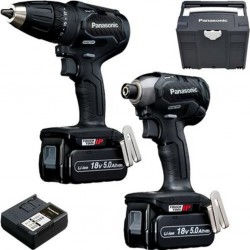 Panasonic EYC241LJ2G Ensemble combiné perceuse sans fil EY79A3 et clé à chocs EY76A1 18 Volts 5.0 Ah Li-ion dans Systainer