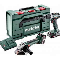 Metabo 685233000 Comboset 2.6.5 BS18L Perceuse sans fil + W18L BL 9-125 Meuleuse 18V 4.0/2.0Ah Li-Ion en x