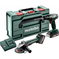 Metabo 685234000 Comboset 2.6.6 BS18 Perceuse sans fil + W18 7-125 Meuleuse 18V 4.0/2.0Ah Li-Ion en x