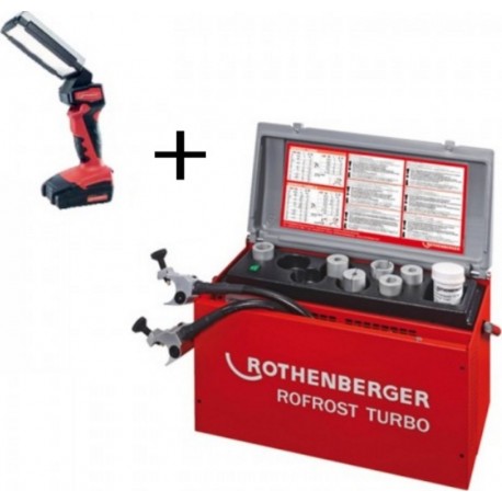 Rothenberger 1000001703 Rofrost Turbo 1 1/4 R290 Système de congélation de tuyaux + 6 bols de réduction + set de lampes RO FL180