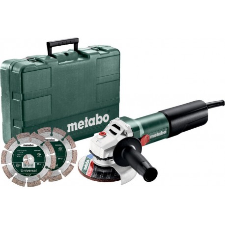 Metabo 610035510 WQ 1100-125 SET 1100 W 125 mm meuleuse d'angle + 2 disques diamantés en coffret