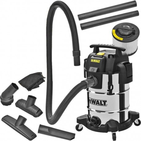 DeWalt DXV30SAPTA Aspirateur en acier inoxydable 30L Wet/Dry avec PTA