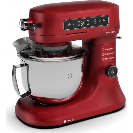 Klarstein Robot pâtissier Chiara 1600W 12 vitesses Bol Inox Rouge