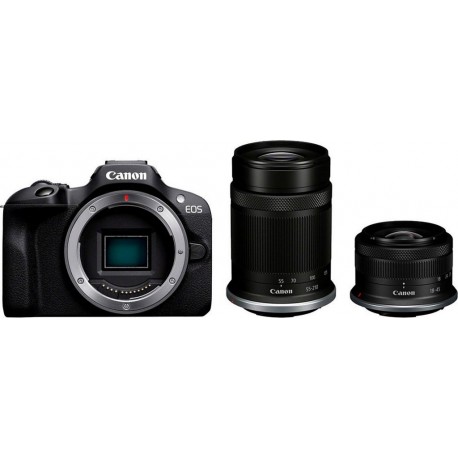 Canon Appareil photo Hybride EOS R100+RF-S 18-45 IS STM+RF-S 55-210mm